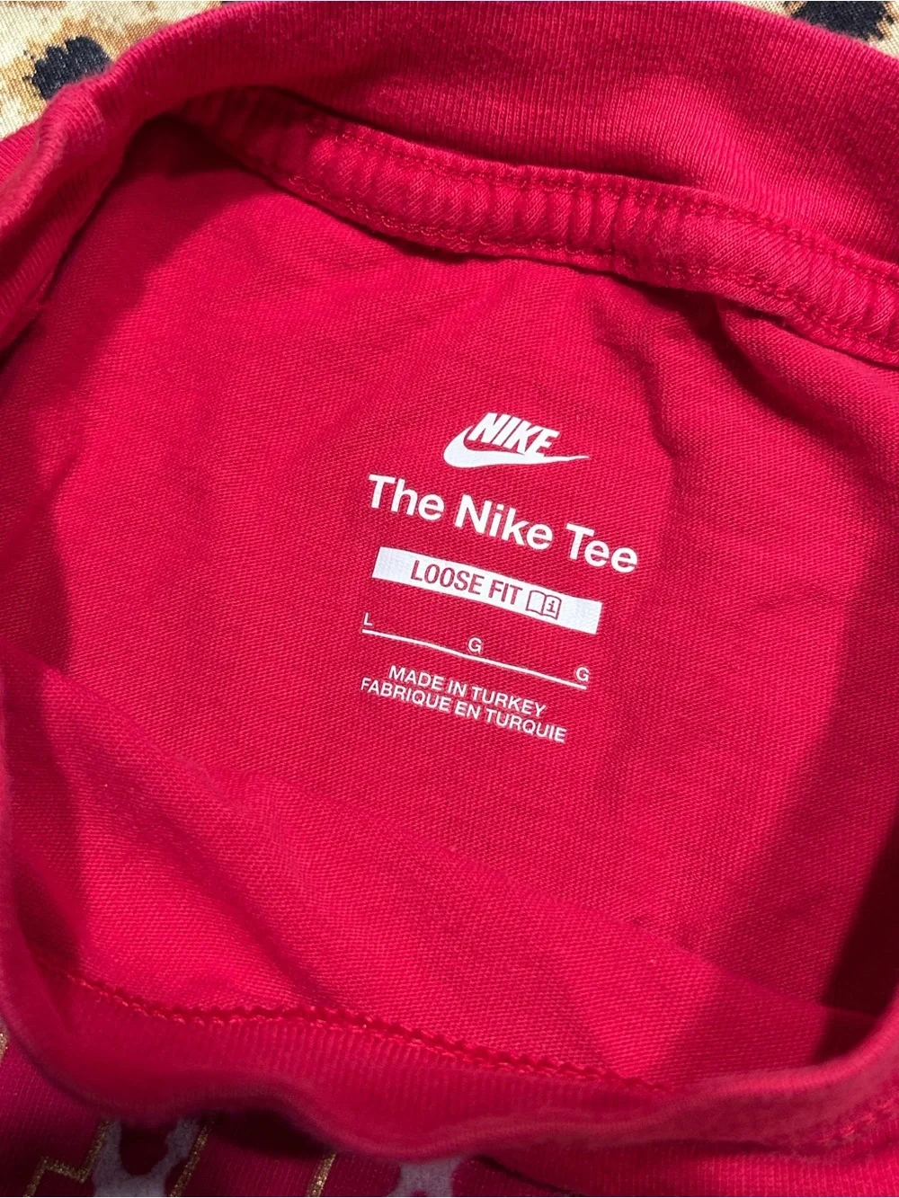 Nike Youth Loose Fir Hot Pink T Shirt with Cow Print Logo